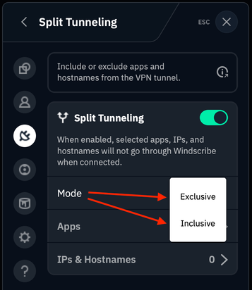 Tunnel Mode setting