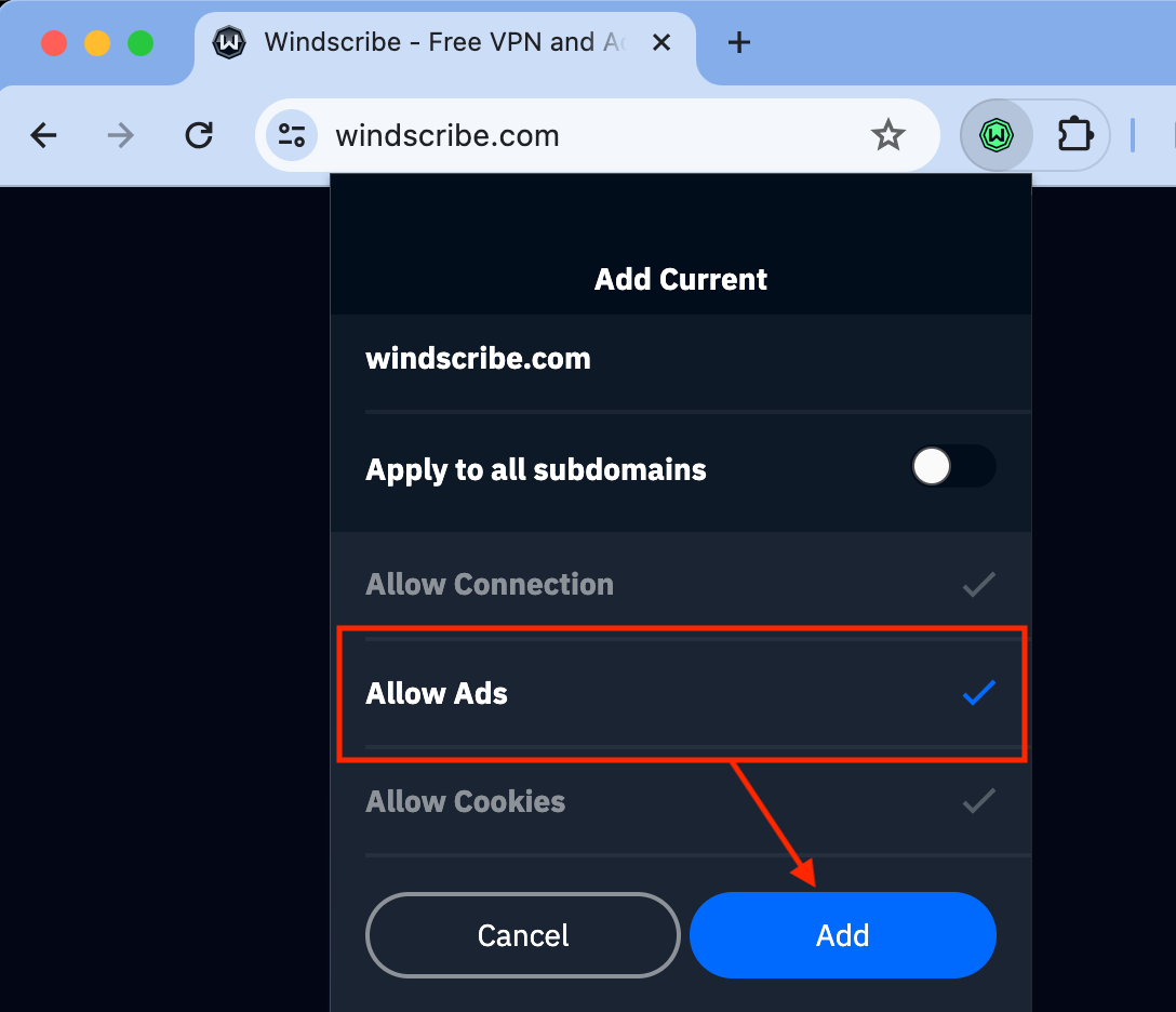 Windscribe Extension Allowlist step 3
