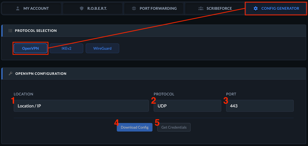 Steps to generate OPENVPN configs