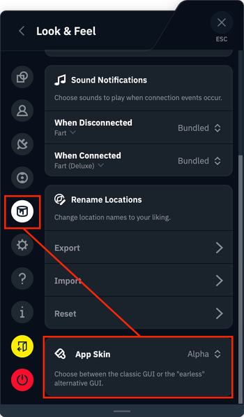 App Skin setting
