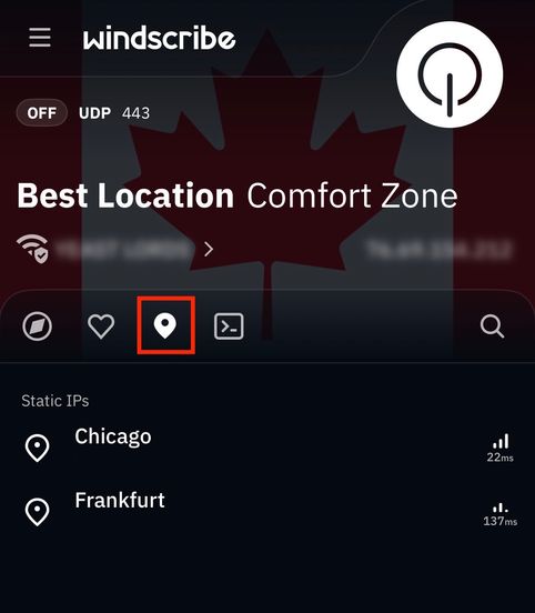 Static IP location mobile app